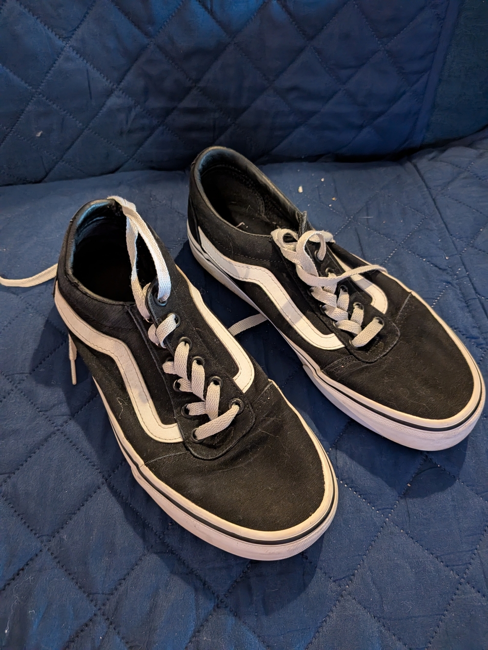 Black Vans Sneakers with White Stripe